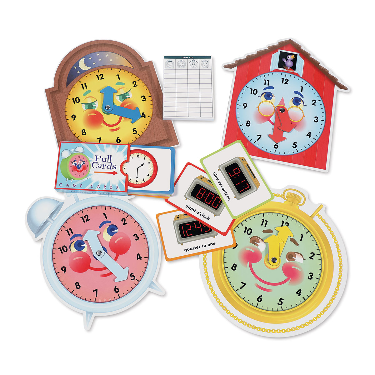 Eeboo Gioco Educativo Per Imparare A Leggere L'Orologio – Time Telling Game – Per Bambini 5+ – 2-4 Giocatori – Fatto Con Materiali Riciclati